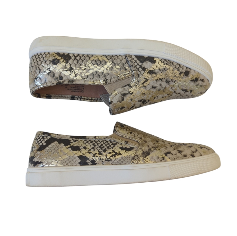 Time and Tru Memory Foam Faux Snakeskin Sneakers 7.5W Tan Black - Picture 16 of 16